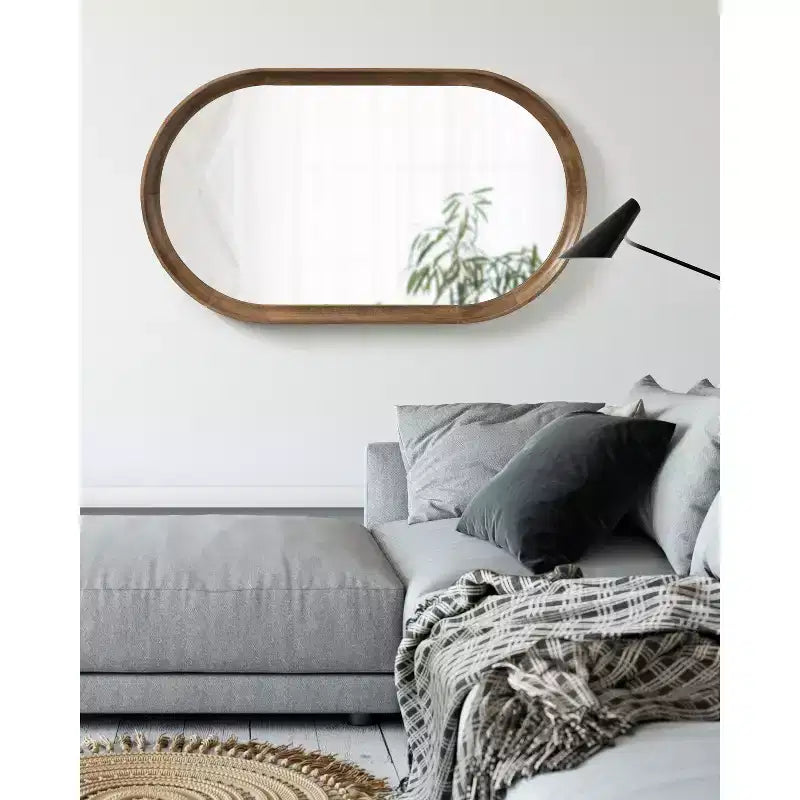 Kate and Laurel Hatherleig Oval Wood Capsule Mirror, 22x38, Rustic Brown