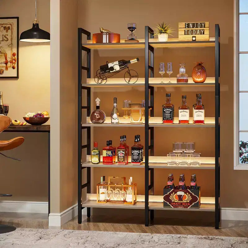 Tribesigns 5-Tier Bookcase, 70.87 Etagere Double Wide Bookshelf, Wood Book Shelving Unit