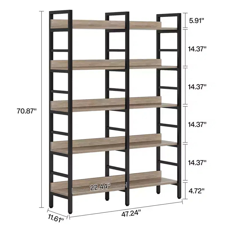 Tribesigns 5-Tier Bookcase, 70.87 Etagere Double Wide Bookshelf, Wood Book Shelving Unit