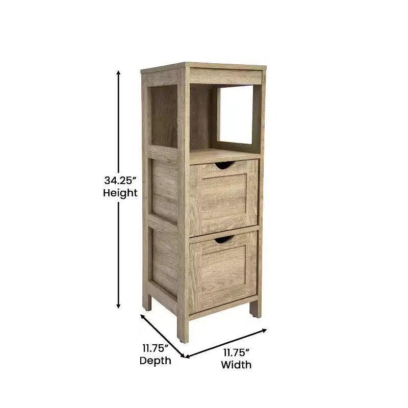 Emma and Oliver Bathroom Storage Organizer with Open Display Shelf and Two Removable Drawers