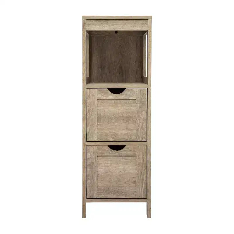 Emma and Oliver Bathroom Storage Organizer with Open Display Shelf and Two Removable Drawers