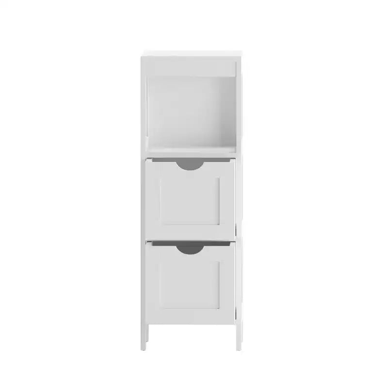 Emma and Oliver Bathroom Storage Organizer with Open Display Shelf and Two Removable Drawers