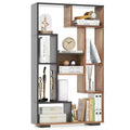 Costway 47 Tall Bookshelf Modern Geometric Bookcase with Open Shelves Anti-tipping Kits White/Black&Natural